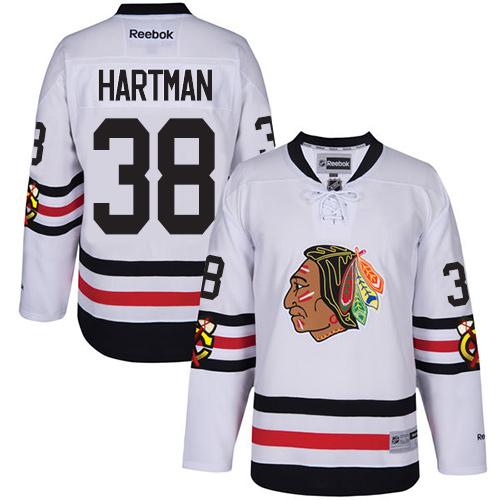 Blackhawks #38 Ryan Hartman White Winter Classic Stitched NHL Jersey - Click Image to Close